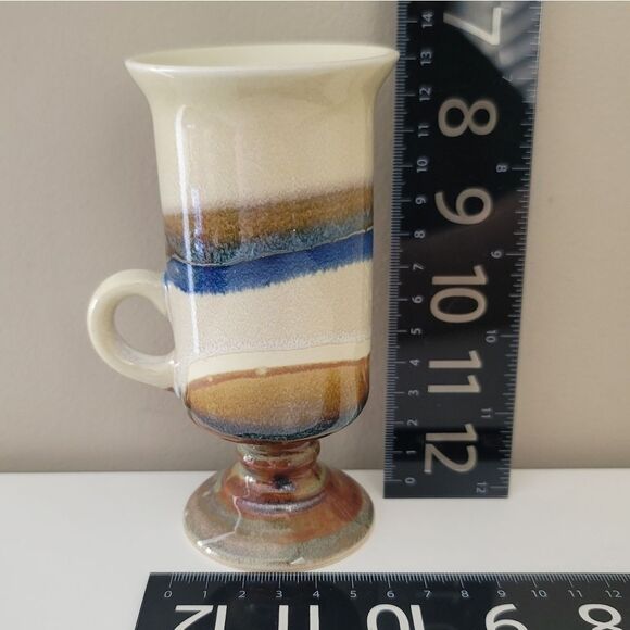 Vintage Otagiri Irish Coffee Mugs Pedestal Blue Beige Set of 2 1049 A - Picture 12 of 12